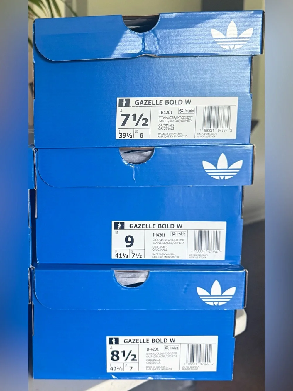 NWT adidas Gazelle Bold W Stone Khaki Cream White IH4201 Platform